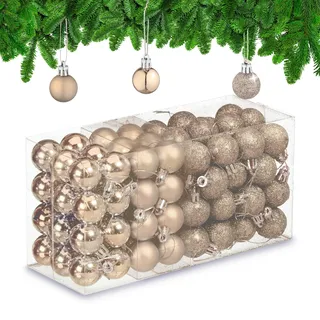 Relaxdays Weihnachtskugeln im 96er Set Beige,Silber