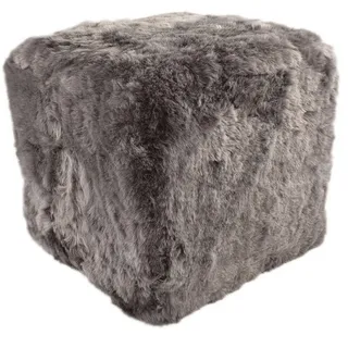 KUHFELL online & NOMAD Hocker Hocker Ottomane Sitzwürfel Pouf echtes Lammfell 40x40x40 cm kurzwollig, Einzelstück, Naturprodukt, Weich, Schmutzabweisend, Pflegeleicht grau