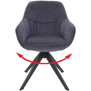 Esszimmerstuhl MCW-K28, Küchenstuhl Polsterstuhl Stuhl mit Armlehne, drehbar, Metall ~ Stoff/Textil grau