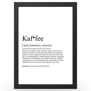 Urhome DIN A5 Kunstdruck Definition Kaffee ohne Rahmen - Worterklärung wie im Duden Lexikon als Wanddeko Spruch-Poster Deko Wandbild mit Spruch gerahmt für Wohnung Familie Geschenk