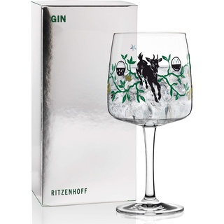 RITZENHOFF Gin Ginglas von Karin Rytter (Faunus), aus Kristallglas, 700 ml, mit echtem Platin, Grün, Schwarz, Platin, 1 Stück (1er Pack)