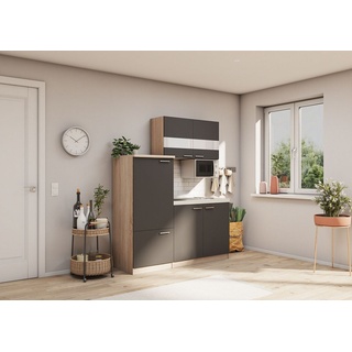 Küche Miniküche Single Eiche Grau Kühlschrank Luis 160 cm Respekta