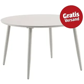 Sunfun Solo Gartentisch rund  (Ø x H: 120 x 74 cm, Aluminium, Sintered Stone, Light-Greige)