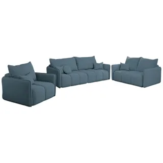 Fun Möbel Couch Stoff 3-Sitzer Blau