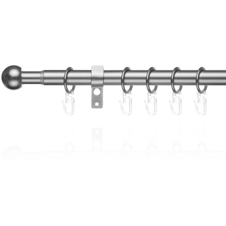 Gardinenstange »Gardinenstange Kugel, 20 mm, ausziehbar, 1 läufig 130 - 240 cm«, 1 läufig-läufig, ausziehbar, Einläufige Vorhangstange mit Ringen für Gardinen und Stores., 29420140-0 silberfarben