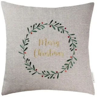 TOM TAILOR Dekokissen Tom Tailor Zierkissenhülle Xmas Loop natur-rost-grün 45x45cm