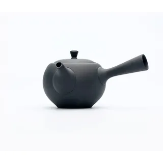 Azmaya Tokoname Teekanne - Schwarz Unglasierte Keramik 225ml Rund Kyusu