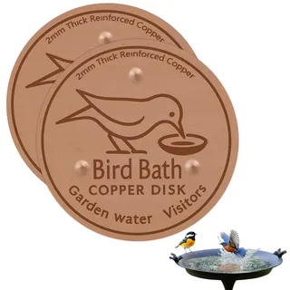 2 Stück Vogeltränke Kupferscheiben, 0,8 mm,Wetterbeständig Reinigungsscheibe mit Dreipunkt-Unterstützung,Universelle Wasserreinigungsscheiben für Springbrunnen im Freien für alle Jahreszeiten(Stil 3)