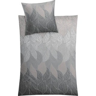Bettwäsche »Bettwäsche "Jamiro"«, Kleine Wolke, Mako-Satin, 2 teilig, Mako-Satin Blatt grau 1 St. x 135 cm x 200 cm