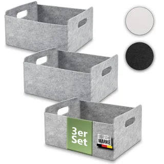 beschmann Aufbewahrungskorb Filz Organizer faltbare Aufbewahrungsbox Filzbox Aufbewahrung Filz Aufbewahrungsbox Kleiderschrank Regal Korb Filzkorb Aufbewahrung Kleiderschrank (grau, 3er)