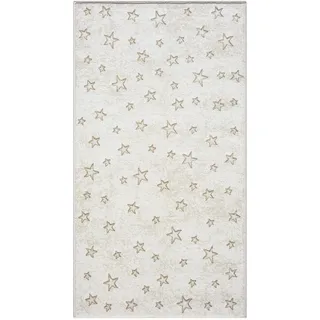 Carpet City Kinderteppich Creme, Beige, - 80x150 cm - Sterne Muster - Kurzflor Teppiche Kinderzimmer,