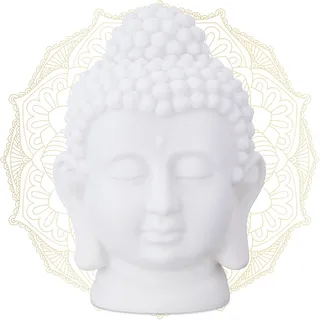Relaxdays Buddha Kopf weiß
