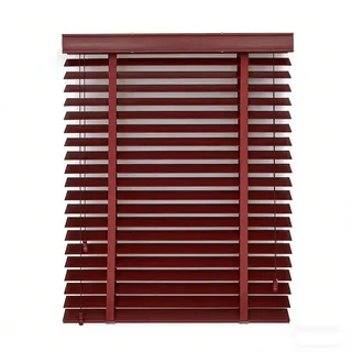 Holzjalousie aus Echtholz mit 50 mm Breiten Lamellen, 30-215 cm B Holz Jalousie für optimalen Sicht- und Sonnenschutz, Jalousette Horizontale inkl. Montageset(Rot)