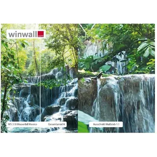 winwall Duschrückwand Duschrückwände ALU-Verbundplatte Dekor: Wasserfall Mexiko, (1-tlg), Wandverkleidung aus Alu bunt|grün 19 cm x 27 cm