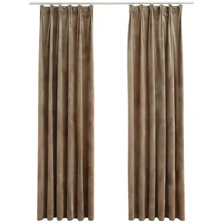 vidaXL Verdunkelungsvorhänge mit Haken 2 Stk. Samt Beige 140x225 cm