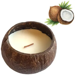 Eukoa Duftkerze Duftkerze Kokosnuss aus Sojawachs vegane Aromakerze 3 Düfte, Vegan und plastikfrei braun