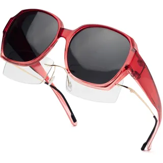 Face Shadow Polarisierte Überzieh Sonnenbrille Damen, Überbrille Sonnenbrille für Brillenträger, UV-Schutz Ultra Leicht Fit-Over Brille - L