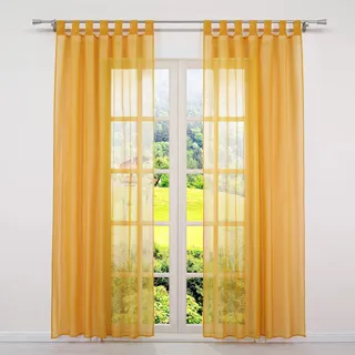 SCHOAL Transparente Gardine Schal mit Schlaufen Modern Vorhang Voile Wohnzimmer Uni 1 Stück BxH 140x225cm Orange