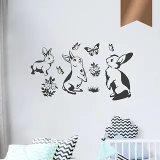 WANDKINGS Wandtattoo - Kaninchen Familie - 125 x 71 cm - Kupfer - Wähle aus 5 Größen & 35 Farben
