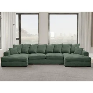 Kaiser Möbel Ecksofa Ecksofa, Sofa U-form, Couch U-form Gabon stoff Zoom, mit Relaxfunktion grün