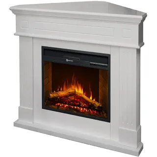 Divina Fire FORD, weißer elektrischer Eckkamin, bodenstehend, L110 x T63 x H102