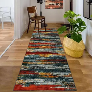 Teppichläufer 70 x 400 cm Teppich Flur Läufer rutschfest Küchen Teppiche Läufer Küchenteppich Waschbar Läufer Teppich für Flur Bodenmatte Flur Runner Teppich für Entryway Wäsche Schlafzimmer