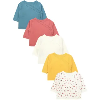 TupTam Baby Mädchen Langarm Wickelshirt Baumwolle 5er Set, Farbe: Beige_Gelb_Braun_Pilze_Blau, Größe: 50 - 50