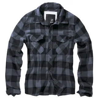 Brandit Textil Check Langarmhemd Black / Grey M