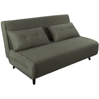 Riess Ambiente Retro Schlafsessel SMART Multifunction - 140cm - grün - Cord Sessel mit Bettfunktion Klappsessel inkl. Kissen