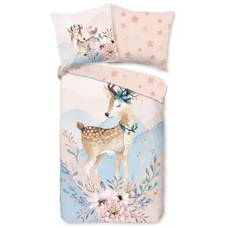 soma Bettwäsche biber bettwäsche 135x200 kinder biber bettwäsche 135x200 Tiere Rehkitz, Biber, 2 teilig, kinderbettwäsche mädchen kinderbettwäsche set sale 135x200 biber blau|rosa