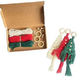 Weihnachtsbaum-Makramee-Set, Anfänger-Makramee-Set für Erwachsene | Handgefertigter Makramee-Baumschmuck | Makramee-Zubehör-Set, Makramee-Starter, Weihnachtsbaum-Anhänger für Weihnachtsdekoration