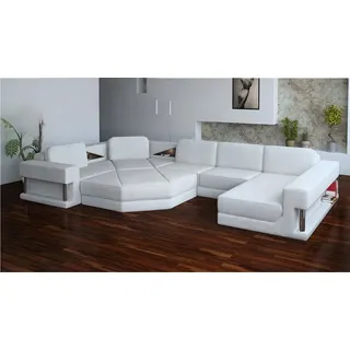 Xlmoebel Wohnlandschaft U-förmiges Sofa mit Schlaffunktion und hochwertigem Stoffbezug, Wohnlandschaft, Hergestellt in Europa weiß