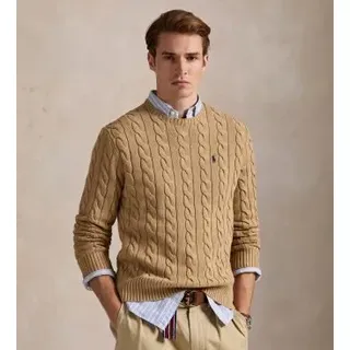 Polo Ralph Lauren für Herren. 710775885014 Brauner Strickpullover aus Baumwolle in Ecru (L), Lässig, Klassisch