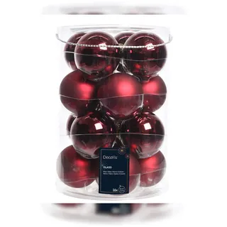 Christmas Decorations Kaemingk Weihnachtsbaumkugeln Glas 8 cm 16 Stück, Ochsenblut Emaille matt Mix