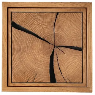 Main Möbel Wandregal Wandregal mit Holztür 34x34 cm Wildeiche Danzig II, Hirnholzelement in der Tür beige