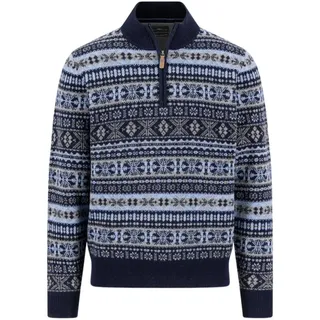 FYNCH-HATTON Troyer blau,Casual,Wolle,Allover-Print,Stehkragen,Lang,Regular Fit M