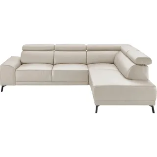 Candy Eckcouch Leder 3-Sitzer Weiß