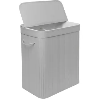 Relaxdays Wäschekorb mit Deckel, 100 l, 2 Innenfächer, HxBxT: 63 x 52 x 32 cm, Badezimmer Wäschetruhe, grau