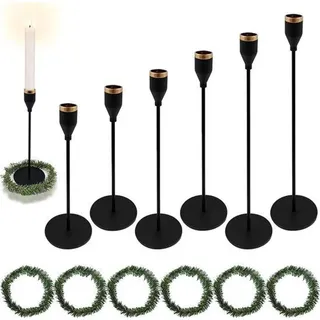 Famanu Kandelaar Set Elegante Metallständer - 6 hohe Kerzenhalter mit Kerzenringen