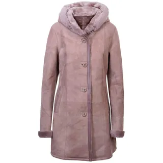 Infnity Leather Damen Elegante Taupe Mit Kapuze Wildleder Merino Shearling Schaffell Jacke 4XL - 4XL