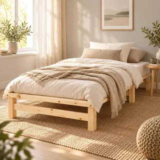 Homestyle4u Palettenbett 90 x 200 cm Braun