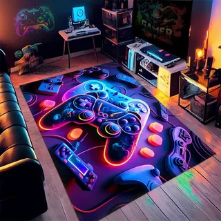 Gaming Teppich Jugendzimmer Jungen Modern Gestalteter 3D Coole Gamepad-dekoration Gamer Teppich Gaming Zimmer Deko Waschbarer Spielteppich Geeignet Für Kinderzimmer Wohnzimmer (lila,120x160cm)