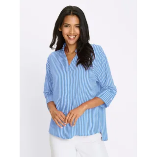 Longbluse CLASSIC BASICS, Damen, Gr. 52, weiß, hellblau, gestreift, 100% Polyester, gemustert, gestreift, mehrfarbig, Blusen Longbluse