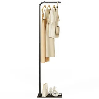 YheenLf Garderobenständer Freistehend, Offener Kleiderschrank System, Modern Freistehend Kleiderstange, Jackenständer, für Wohnzimmer Schlafzimmer, 26x39x180cm, Schwarz