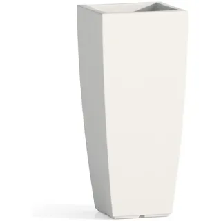 Decor Space Vase Cromia Square quadratisch und hoch einfarbig aus Kunstharz "Made in Italy" (70 cm, Weiß)