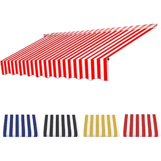 Sonnenschutz Klemmmarkise Höhenverstellbar Markise Stoff, Langlebiger Markisenstoff, Wasserdichter Mehrzweck-Markisenschutz, Markisen Ersatzteile-Red+White||2.5m