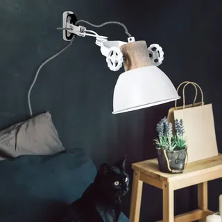 Wandlampe Wandleuchte Leselampe Holz industriell Wohnzimmerleuchte verstellbar