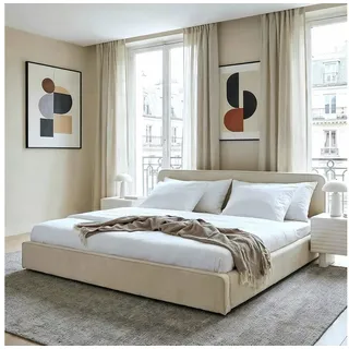 IDIMEX Polsterbett LATINI, Bett 180x200 cm mit höhenverstellbarem Kopfteil und Lattenrost Beige beige|gelb