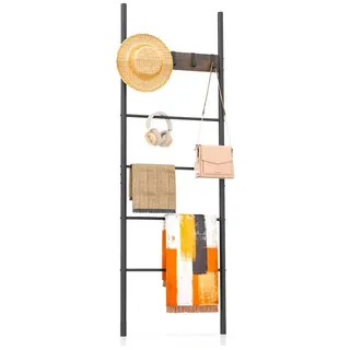 Costway Handtuchständer, Schwarz, Metall, 60x180x3.2 cm, Garderobe, Garderobenständer