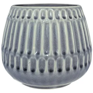 Nordring Retro Übertopf Vintage Pflanztopf für Zimmerplanzen Blumentopf Riff L (16,5 cm ø), grau, Keramik